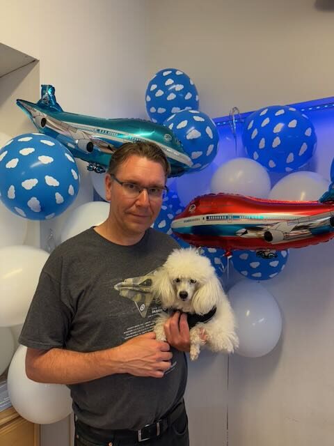 Dog and balloons